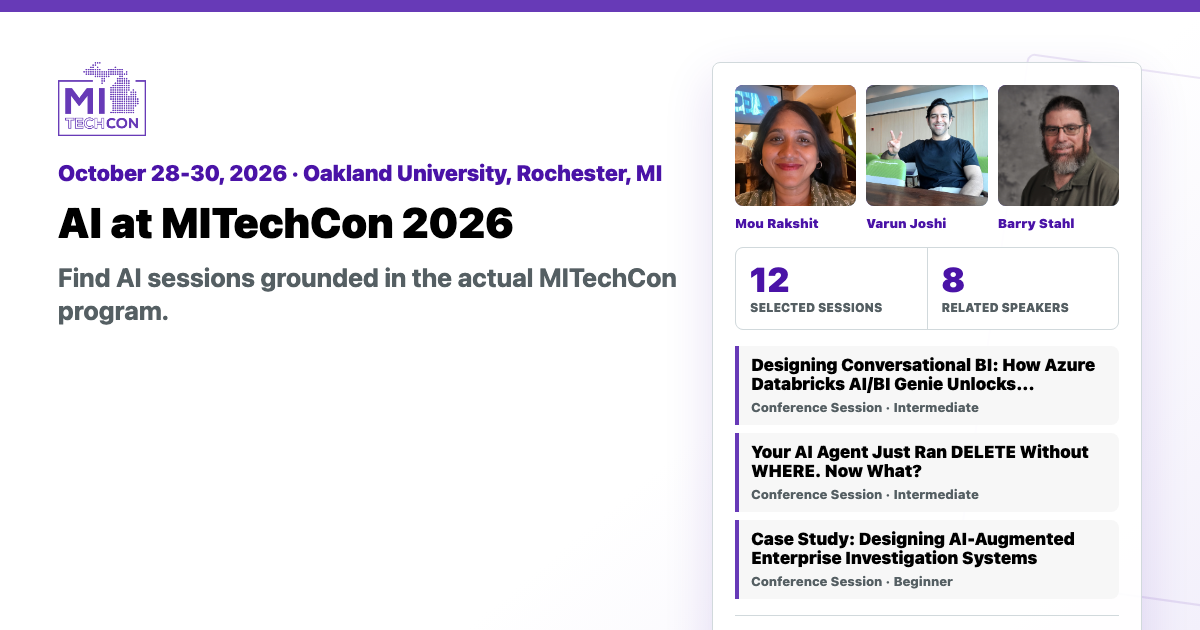 MITechCon 2026 AI audience share graphic with conference branding.