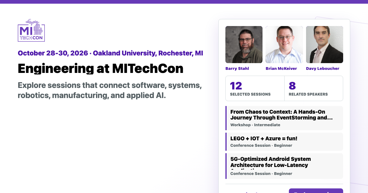 MITechCon 2026 engineering audience share graphic with conference branding.
