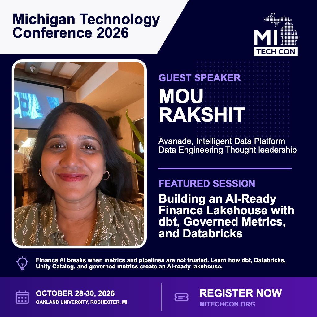 Social share image for Building an AI-Ready Finance Lakehouse with dbt, Governed Metrics, and Databricks at MITechCon 2026