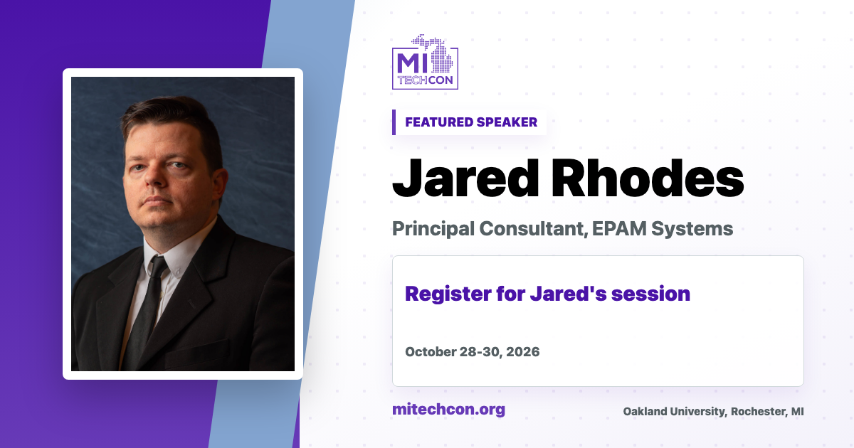Jared Rhodes speaker share image for MITechCon 2026
