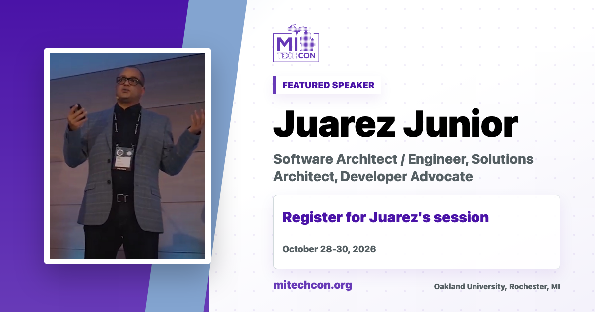 Juarez Junior speaker share image for MITechCon 2026