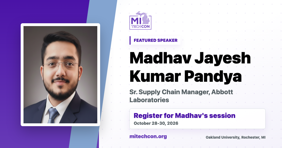 Madhav Jayesh Kumar Pandya speaker share image for MITechCon 2026