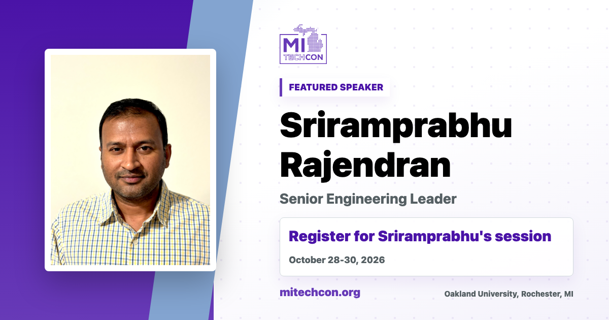Sriramprabhu Rajendran speaker share image for MITechCon 2026