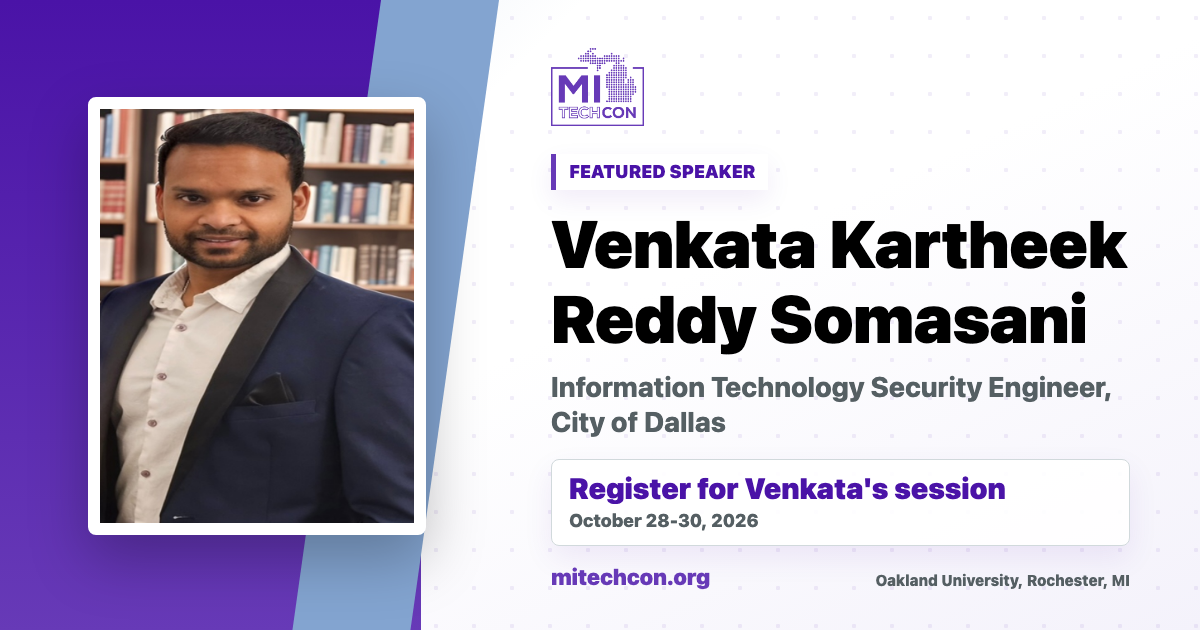 Venkata Kartheek Reddy Somasani speaker share image for MITechCon 2026