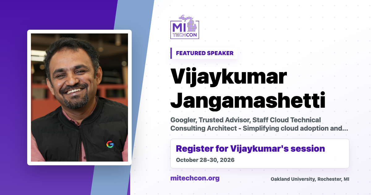Vijaykumar Jangamashetti speaker share image for MITechCon 2026